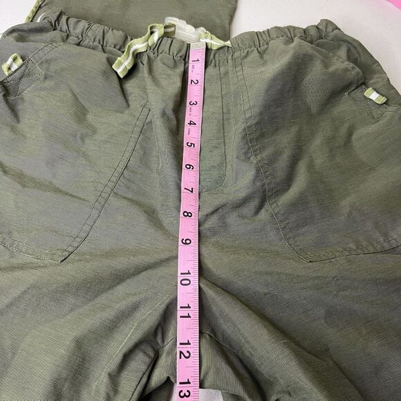 Vintage Catalina Track Pants Womens Medium Green Nylon Belted Side Stripe Y2K - Picture 10 of 11